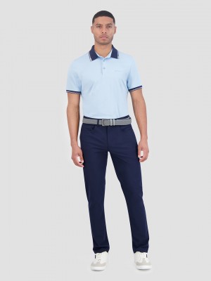 Camisa Polo Ben Sherman Checker Rib Air Pique Sports Fit Azules | OEDBFNX-45