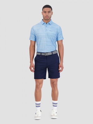 Camisa Polo Ben Sherman Melange Stripes Color Block Tech Jersey Sports Fit Azur | CSWOELP-50