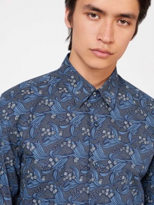 Camisas Ben Sherman Art Nouveau Floral Azul Marino | FJWAQIZ-86