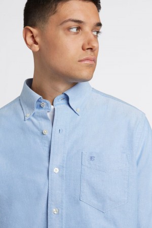 Camisas Ben Sherman Brighton Oxford Organic Azules | LZXNYRU-58