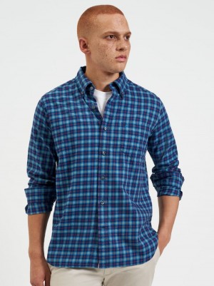 Camisas Ben Sherman House Tartan Twill Azul Marino | QONEGHA-43