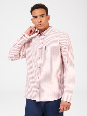 Camisas Ben Sherman Recycled Cotton Oxford Stripe Naranjas | RNHXUVS-62