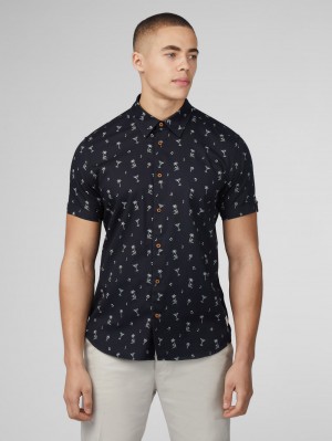 Camisas Ben Sherman Scattered Negras | QTRFACK-95