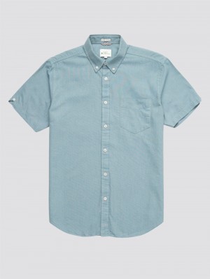 Camisas Ben Sherman Signature Organic Short-Sleeve Oxford Shadow Azules Gris | PIHAUKN-54