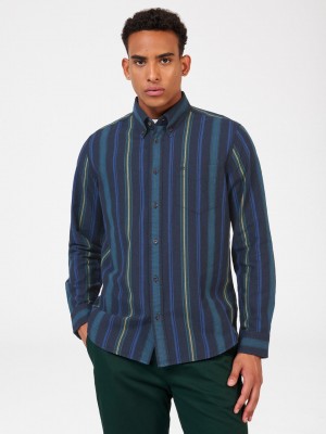 Camisas Ben Sherman Signature Striped Oxford Verde | MAHTCVQ-02