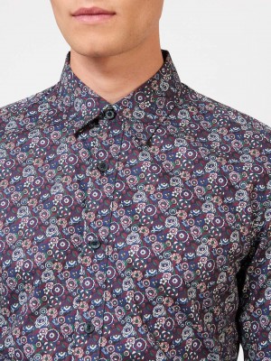 Camisas Ben Sherman Winter Floral Moradas | TGFXCDK-14