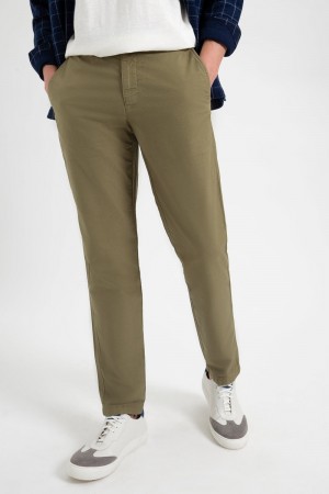 Pantalon Ben Sherman Beatnik Oxford Slim Taper Garment Dye Chino Verde Oliva Claro | GNCYBOR-47