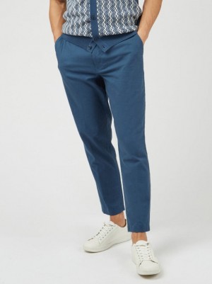 Pantalon Ben Sherman Signature Slim Taper Linen Azules | NEPZVXG-43