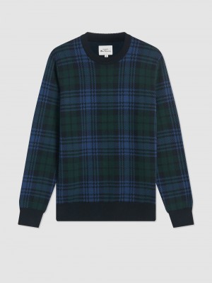 Prendas De Punto Ben Sherman Blackwatch Check Crewneck Negras | MQJEUOW-26