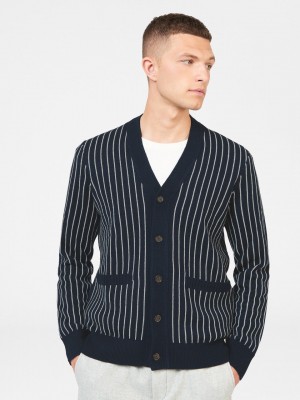 Prendas De Punto Ben Sherman Jacquard Stripe Cardigan Azul Marino | NPIGDLV-34