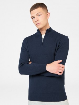 Prendas De Punto Ben Sherman Merino Half-Zip Azul Marino | WRFMCOI-67