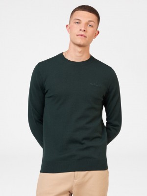 Prendas De Punto Ben Sherman Signature Merino Crewneck Verde Oscuro | CQFXGMV-76