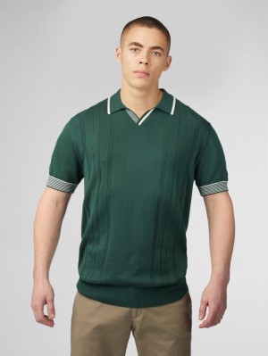 Prendas De Punto Ben Sherman Signature Open Neck Polo Verde | GIVSTMK-46