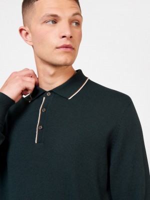 Suéteres De Cuello Polo Ben Sherman Tipped Merino Verde Oscuro | FLWIBXE-79