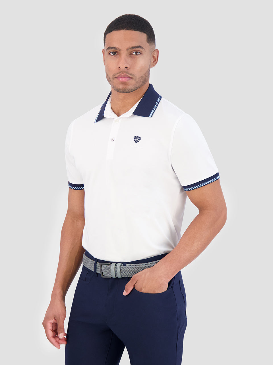 Camisa Polo Ben Sherman Checker Rib Air Pique Sports Fit Blancas | YFLXTOQ-46