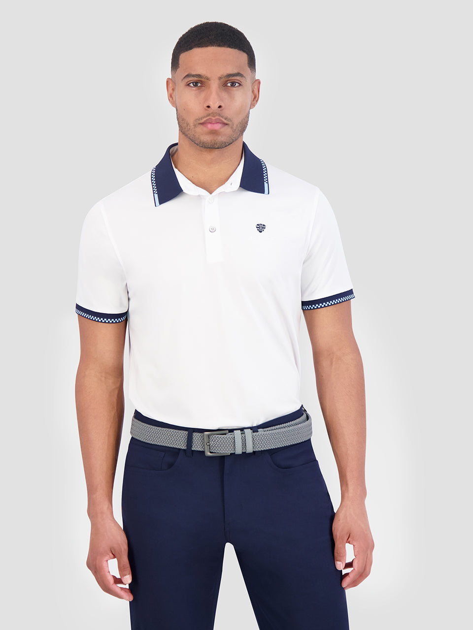 Camisa Polo Ben Sherman Checker Rib Air Pique Sports Fit Blancas | YFLXTOQ-46