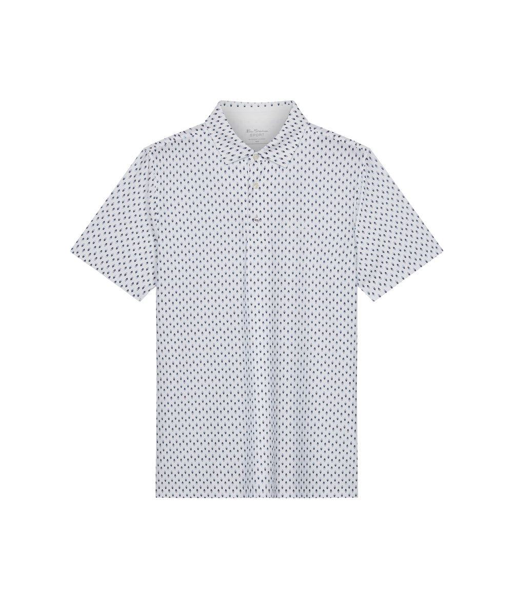 Camisa Polo Ben Sherman Chequerboard Geo Blancas | XIWJZYS-28