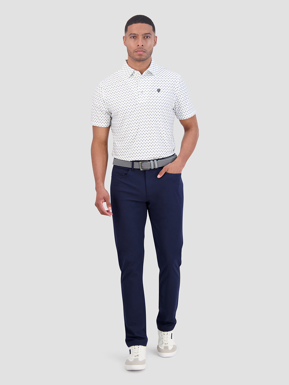 Camisa Polo Ben Sherman Chequerboard Geo Blancas | XIWJZYS-28