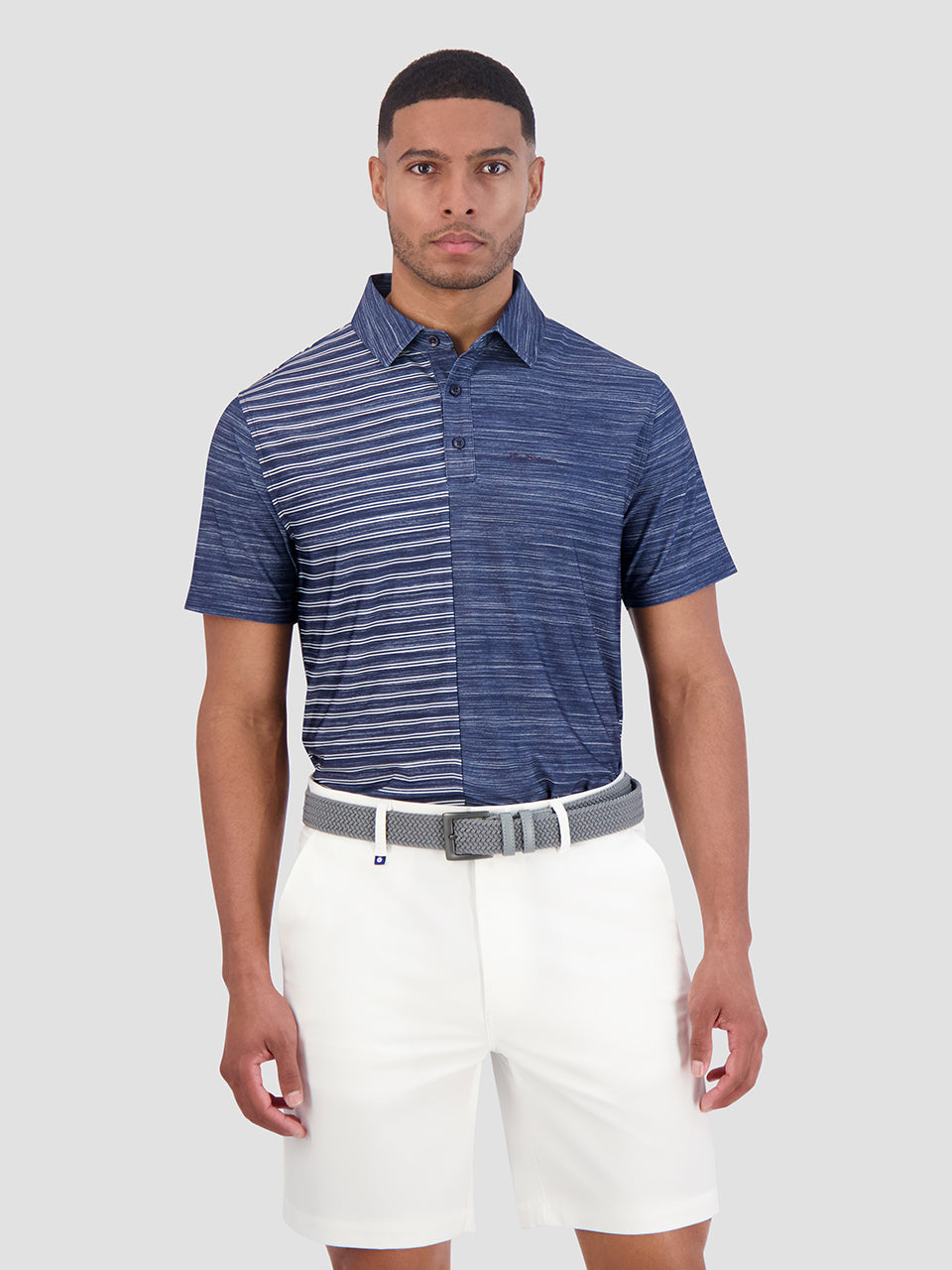 Camisa Polo Ben Sherman Melange Stripes Color Block Tech Jersey Sports Fit Azul Marino | RZBMYWE-90