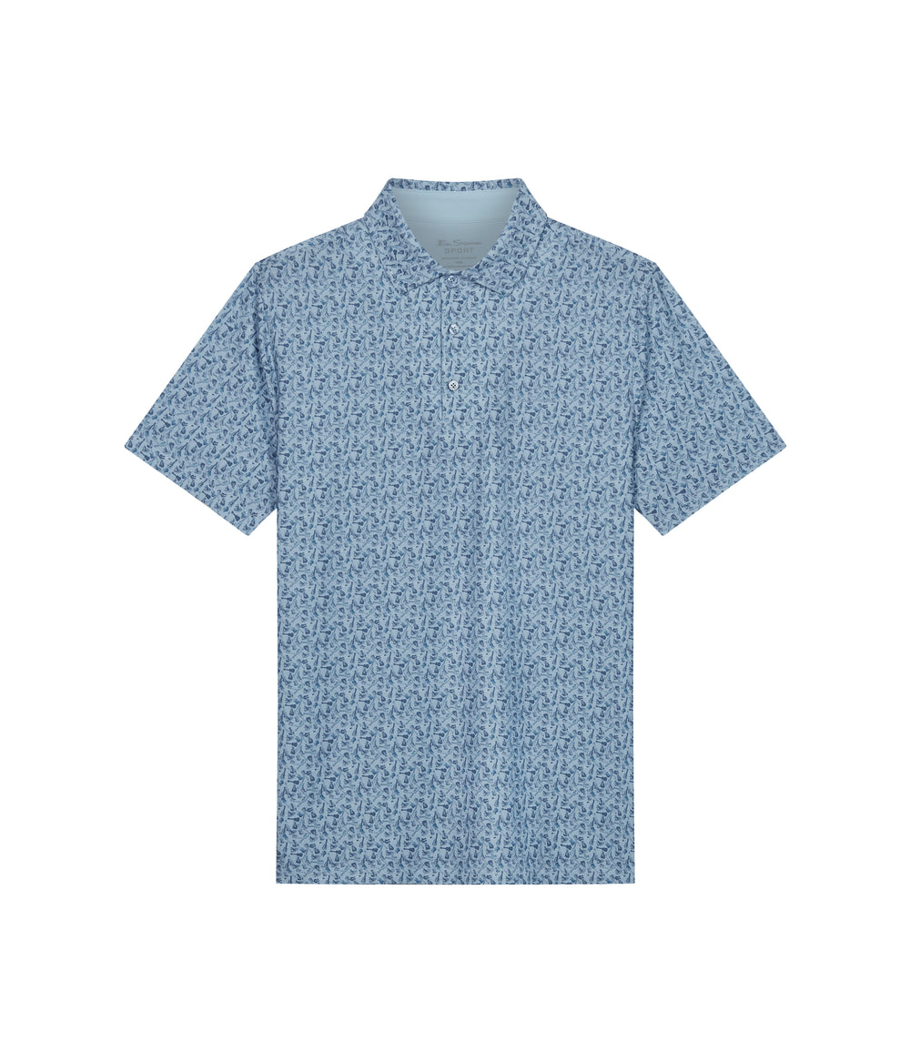 Camisa Polo Ben Sherman Mini Guitar Tech Jersey Sports Fit Azules | RJDZWKL-90