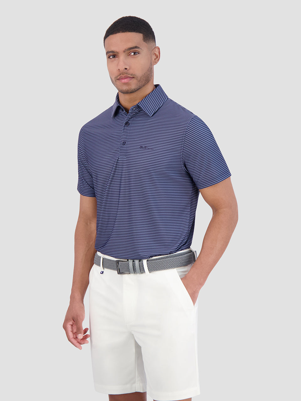 Camisa Polo Ben Sherman Mini Stripes Tech Jersey Sports Fit Azul Marino | YZGBHLJ-20