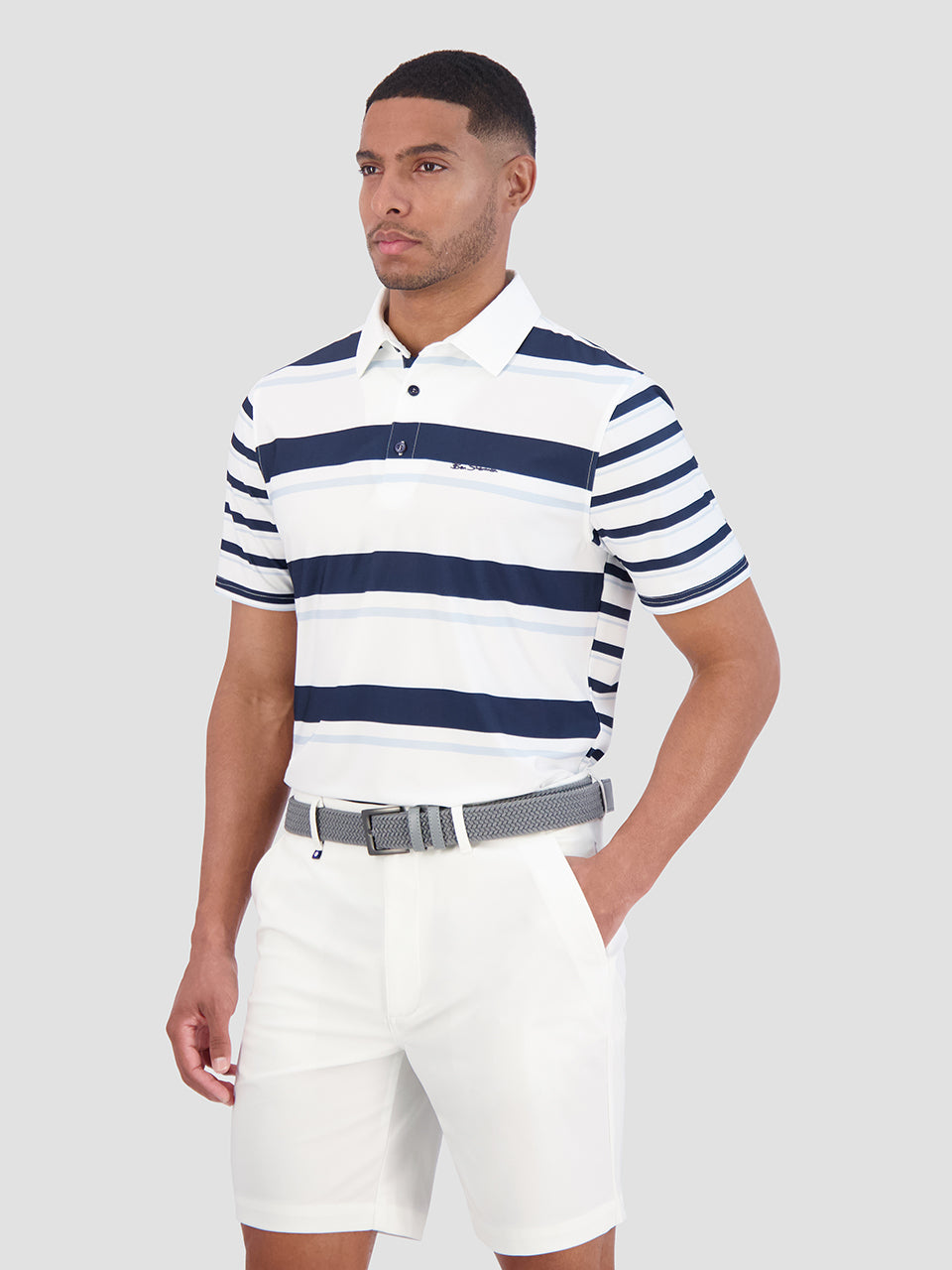 Camisa Polo Ben Sherman Mixed Mod Stripes Tech Jersey Sports Fit Azules | DYWVLCA-36