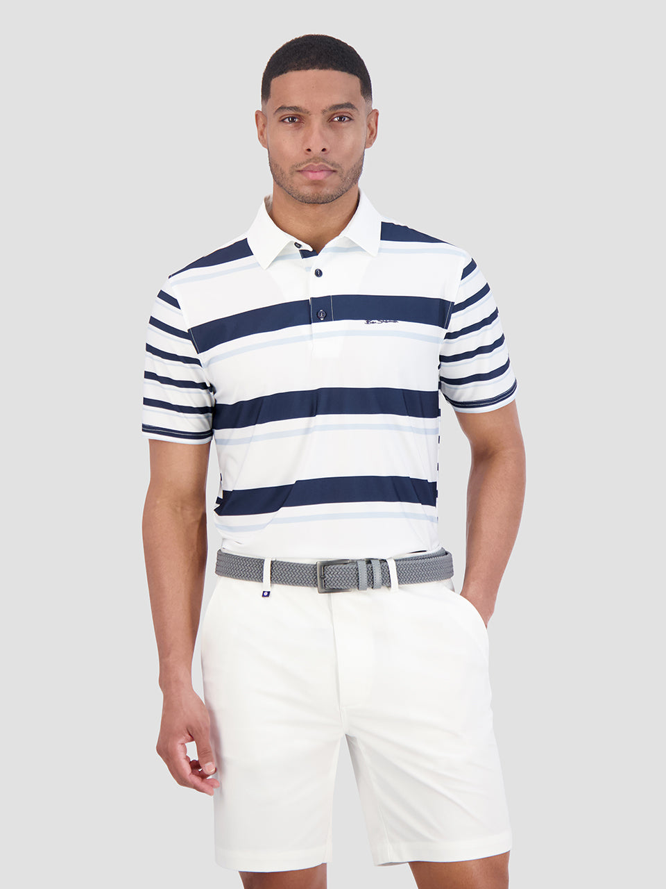 Camisa Polo Ben Sherman Mixed Mod Stripes Tech Jersey Sports Fit Azules | DYWVLCA-36