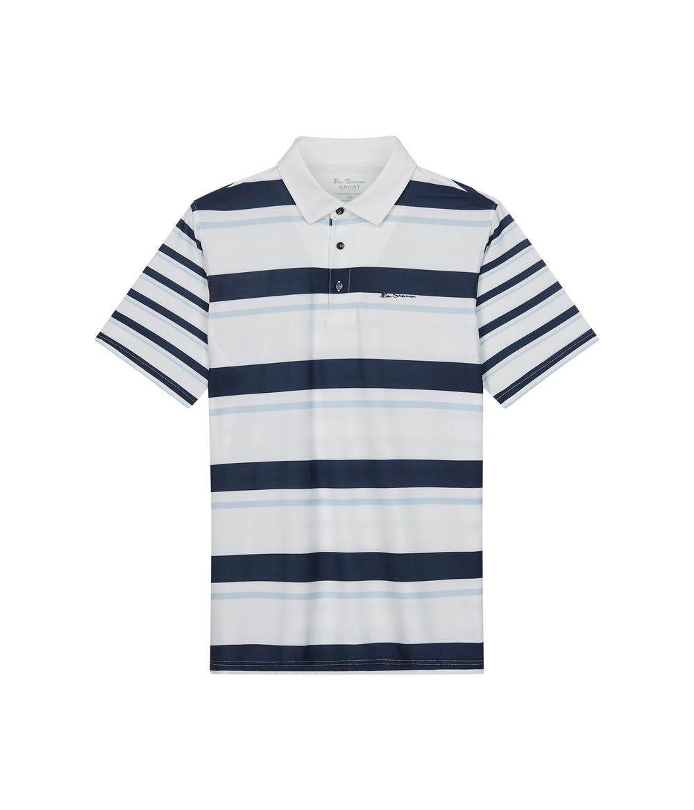 Camisa Polo Ben Sherman Mixed Mod Stripes Tech Jersey Sports Fit Azules | DYWVLCA-36