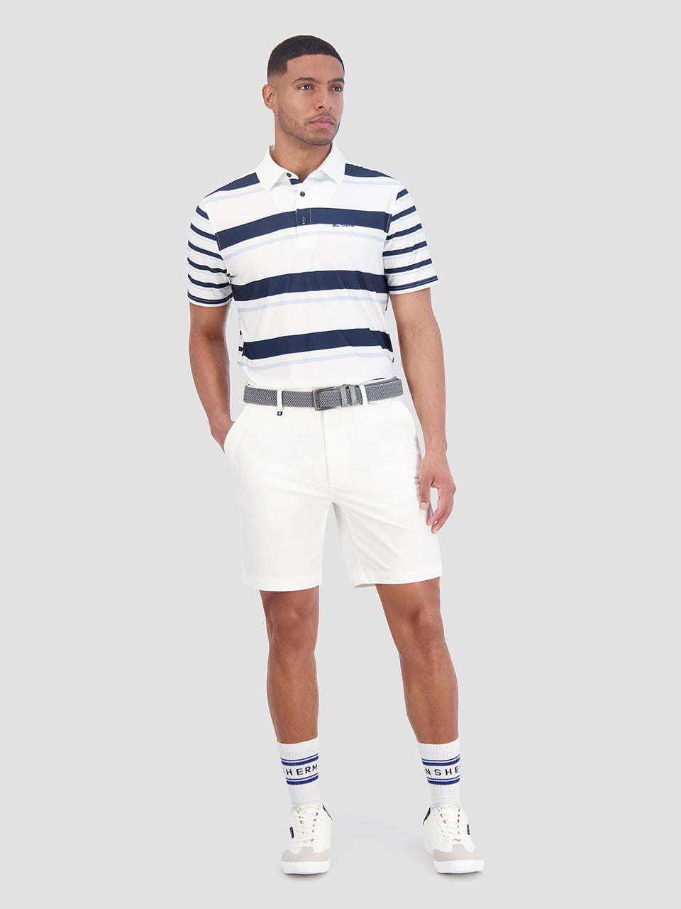 Camisa Polo Ben Sherman Mixed Mod Stripes Tech Jersey Sports Fit Azules | DYWVLCA-36