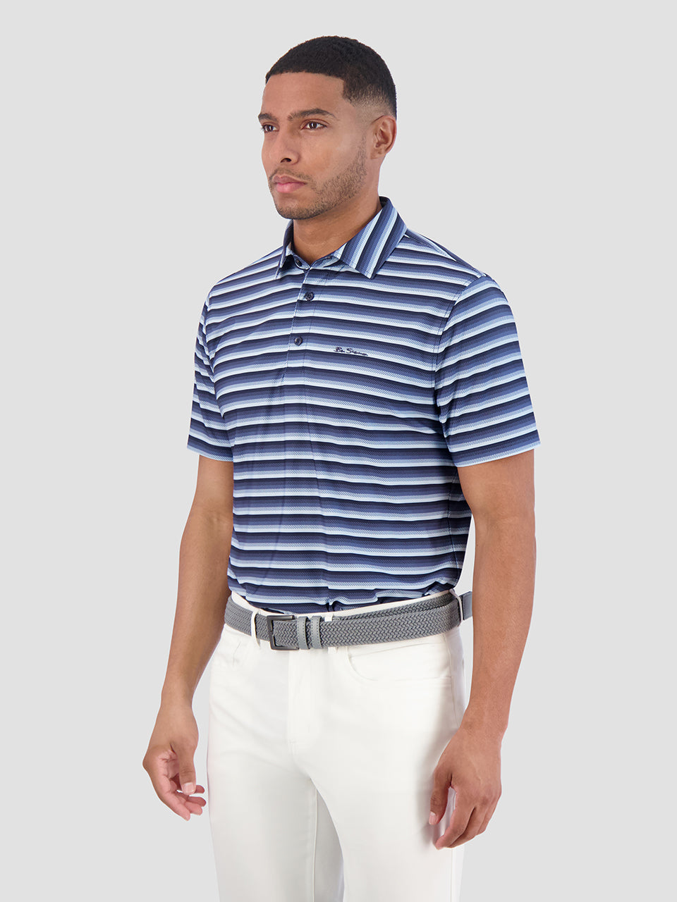 Camisa Polo Ben Sherman Multi Stripe Tech Jersey Sports Fit Azul Marino | JLAIZDC-72