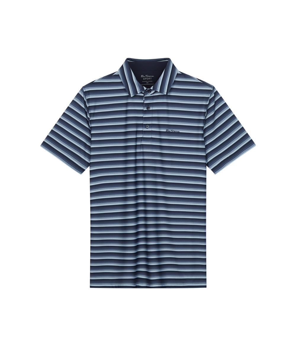 Camisa Polo Ben Sherman Multi Stripe Tech Jersey Sports Fit Azul Marino | JLAIZDC-72