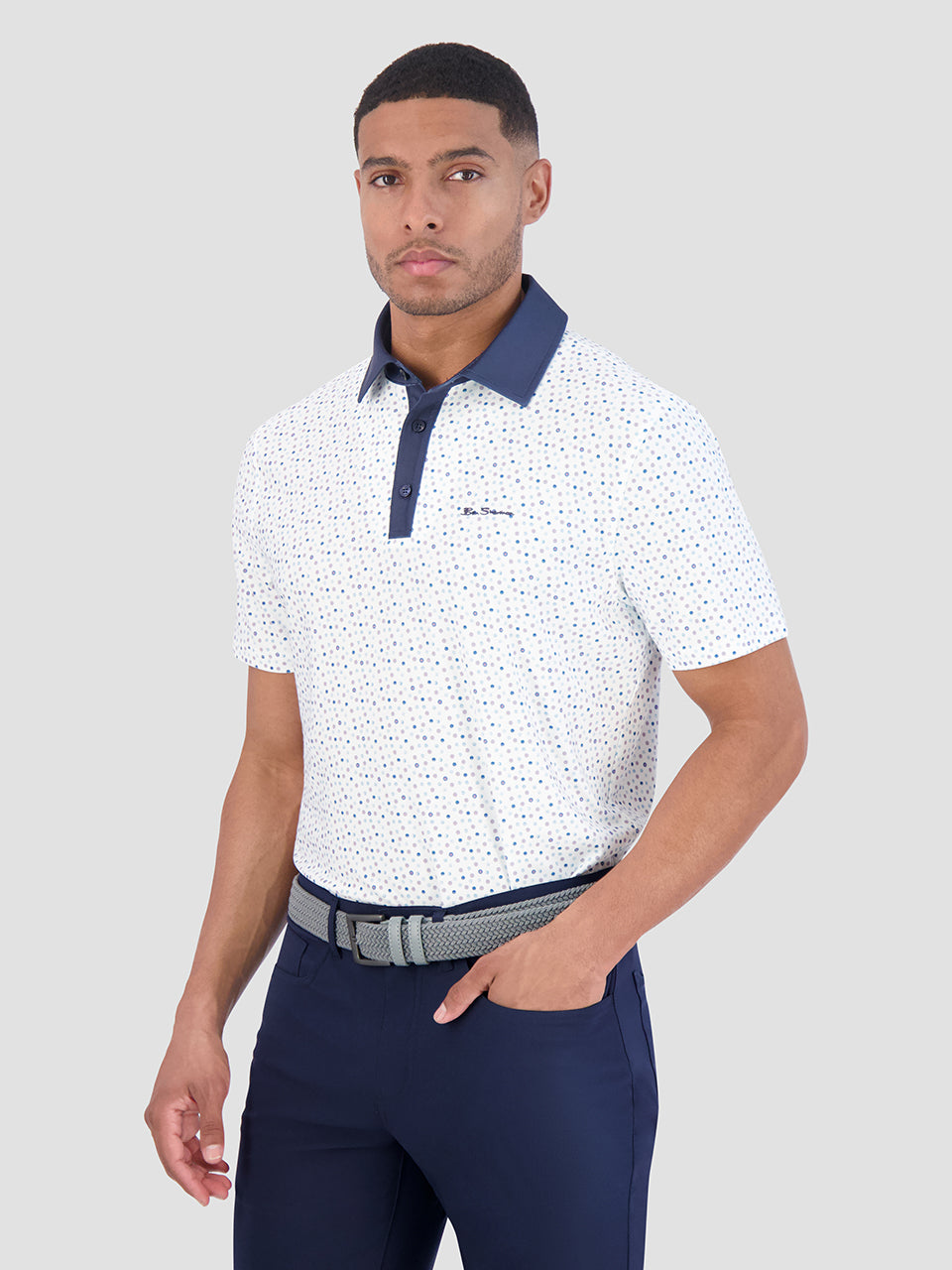 Camisa Polo Ben Sherman Polka Dots Tech Jersey Sports Fit Blancas | OVDLQIU-81