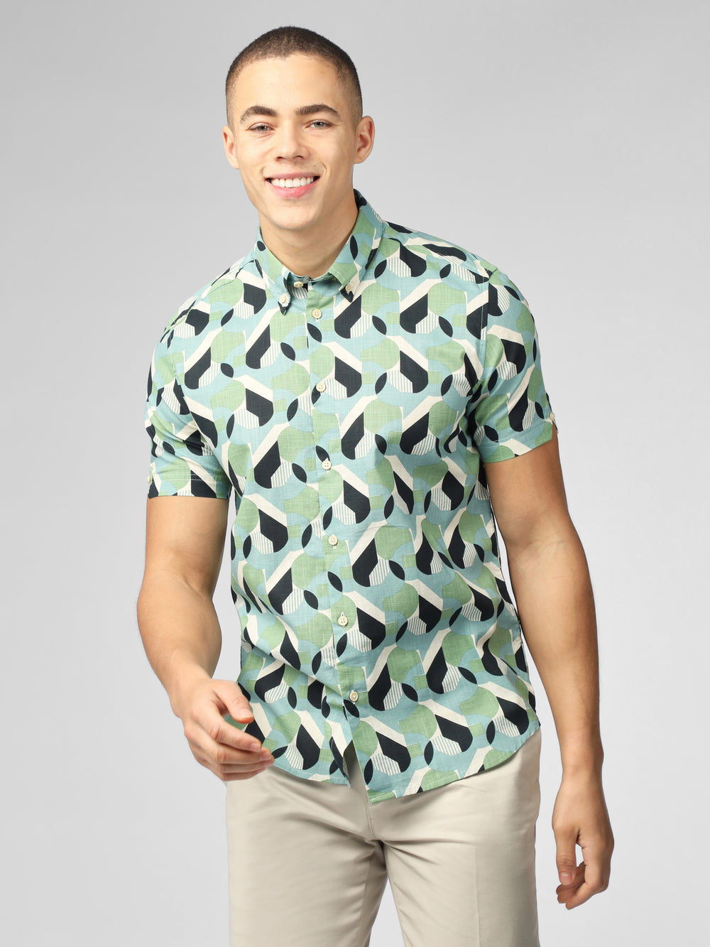 Camisas Ben Sherman Art Deco Verde | YKVLXDN-75