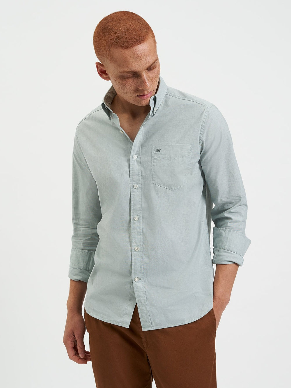 Camisas Ben Sherman Beatnik Wash Long-Sleeve Verde | SGXUFLR-79