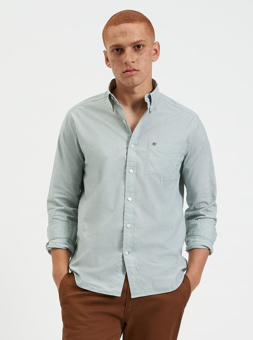 Camisas Ben Sherman Beatnik Wash Long-Sleeve Verde | SGXUFLR-79