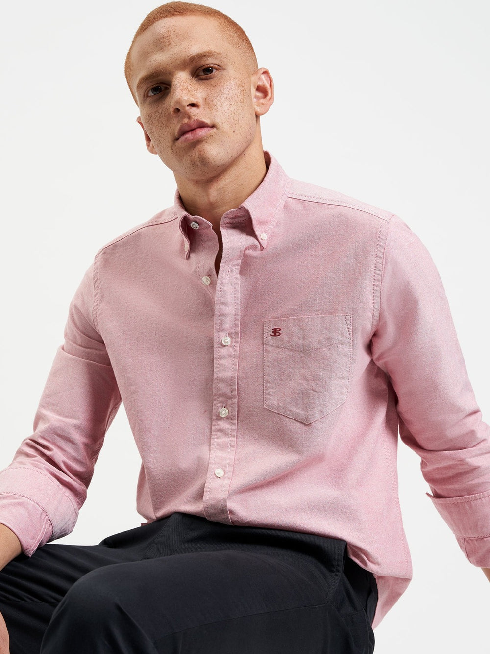 Camisas Ben Sherman Brighton Oxford Organic Rojas Claro | ESGYCVJ-19