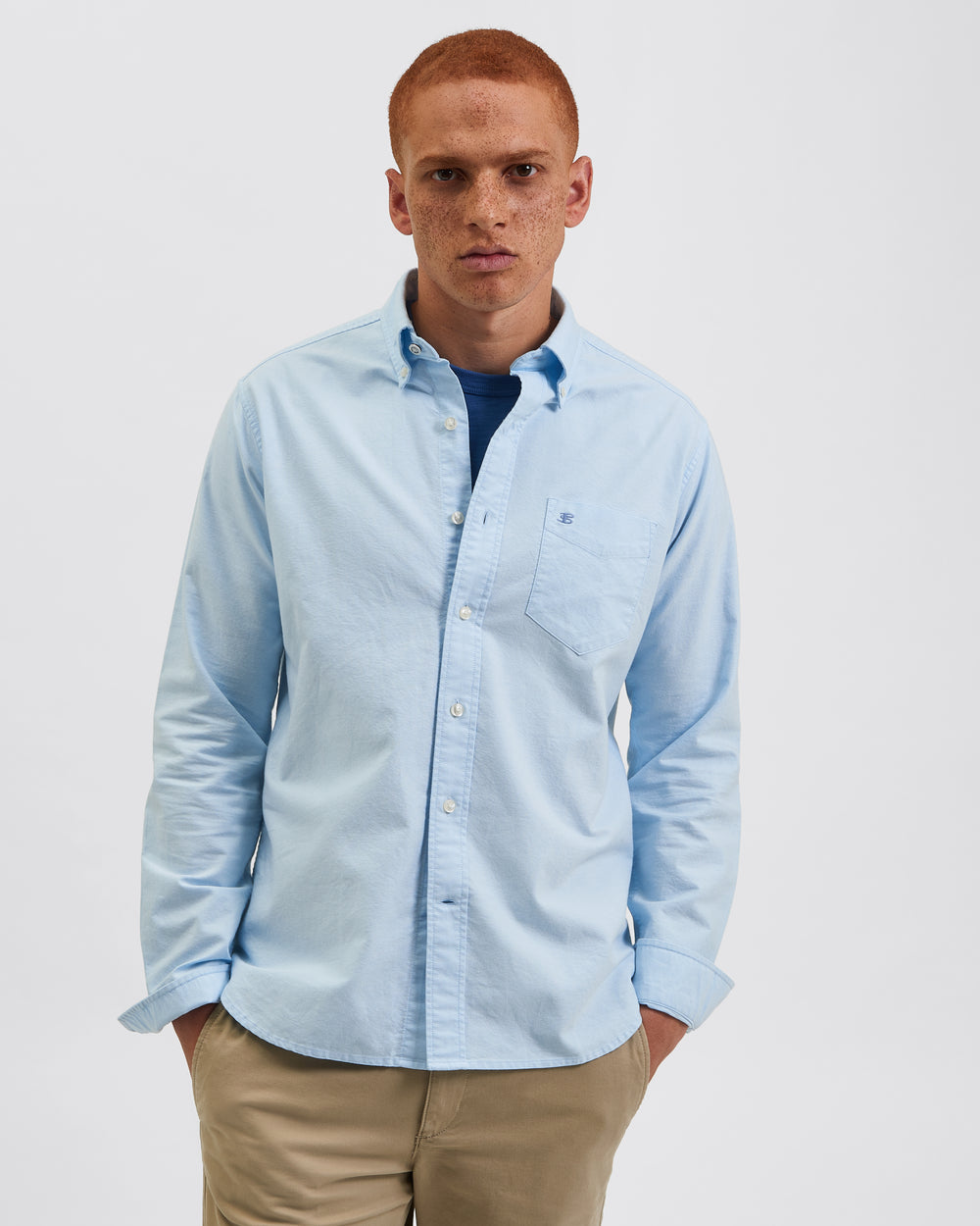 Camisas Ben Sherman Brighton Oxford Organic Azules | UIHLOAB-72