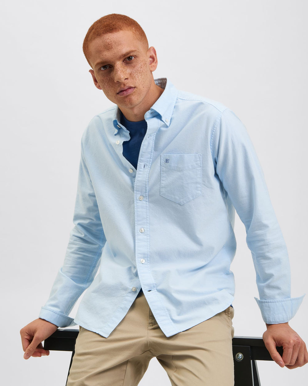 Camisas Ben Sherman Brighton Oxford Organic Azules | UIHLOAB-72