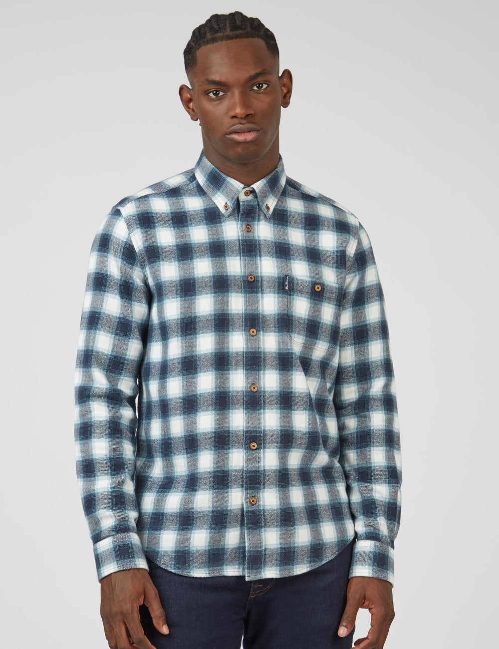 Camisas Ben Sherman Brushed Ombre Check Flannel Verde | MJPABRI-79