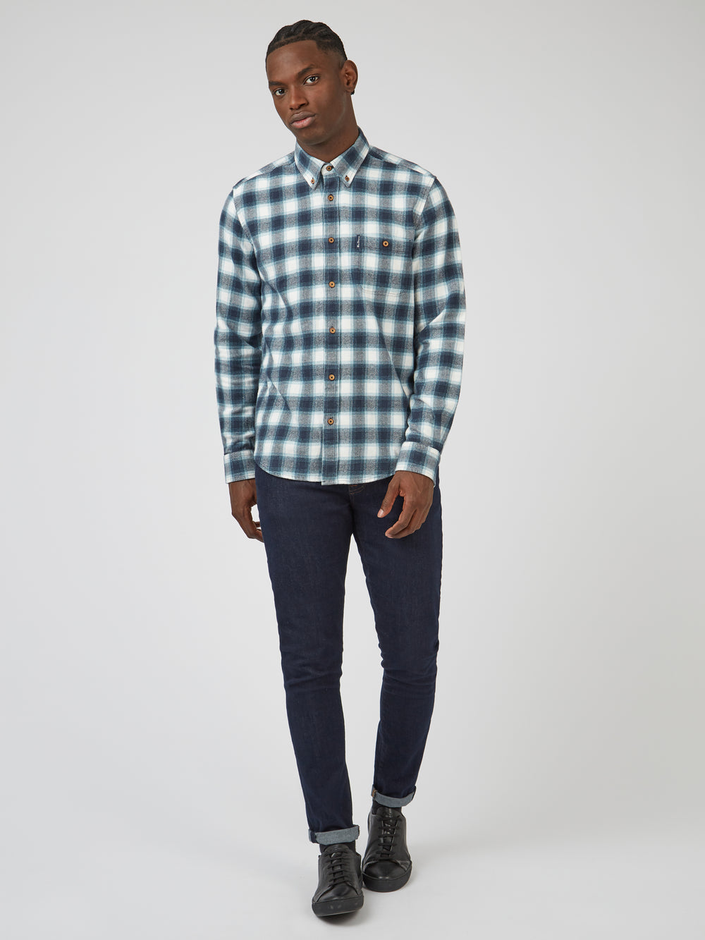 Camisas Ben Sherman Brushed Ombre Check Flannel Verde | MJPABRI-79