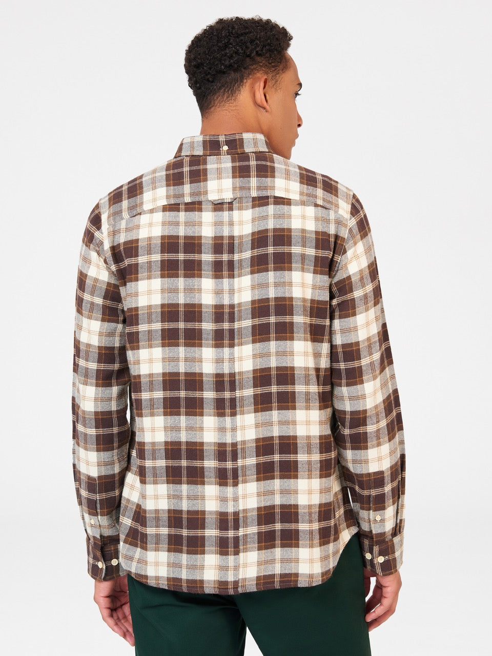 Camisas Ben Sherman Brushed Plain Check Chocolate | RYKVSHP-26