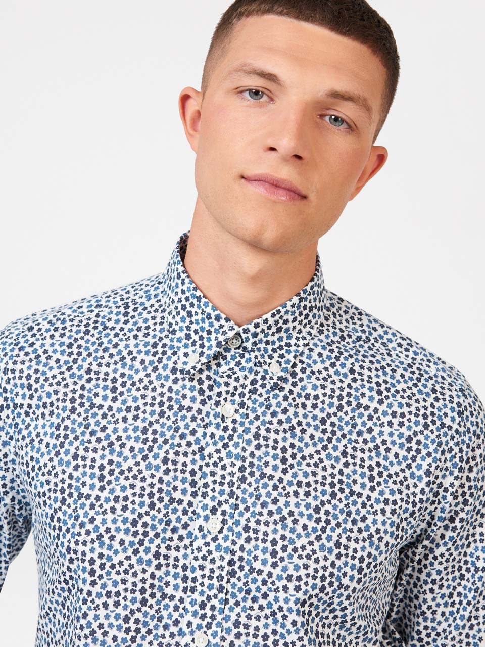 Camisas Ben Sherman Ditsy Floral Print Long Sleeve Blancas | CLQBAED-19