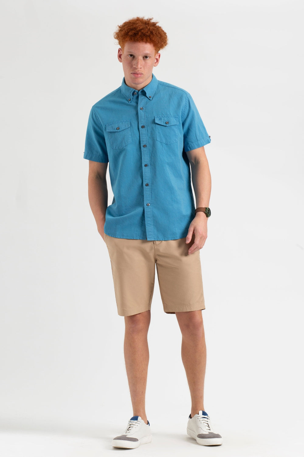 Camisas Ben Sherman Garment Dye Linen Azules | KIXSMBE-03