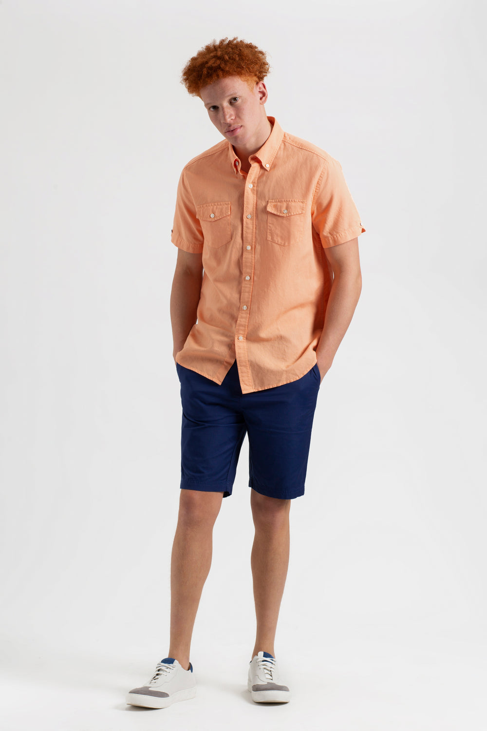 Camisas Ben Sherman Garment Dye Linen Naranjas | TSREGFW-07