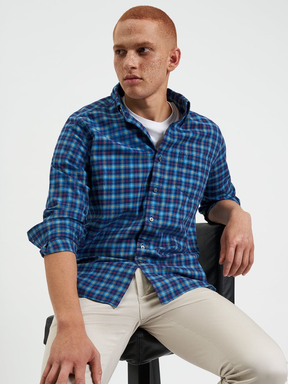 Camisas Ben Sherman House Tartan Twill Azul Marino | QONEGHA-43