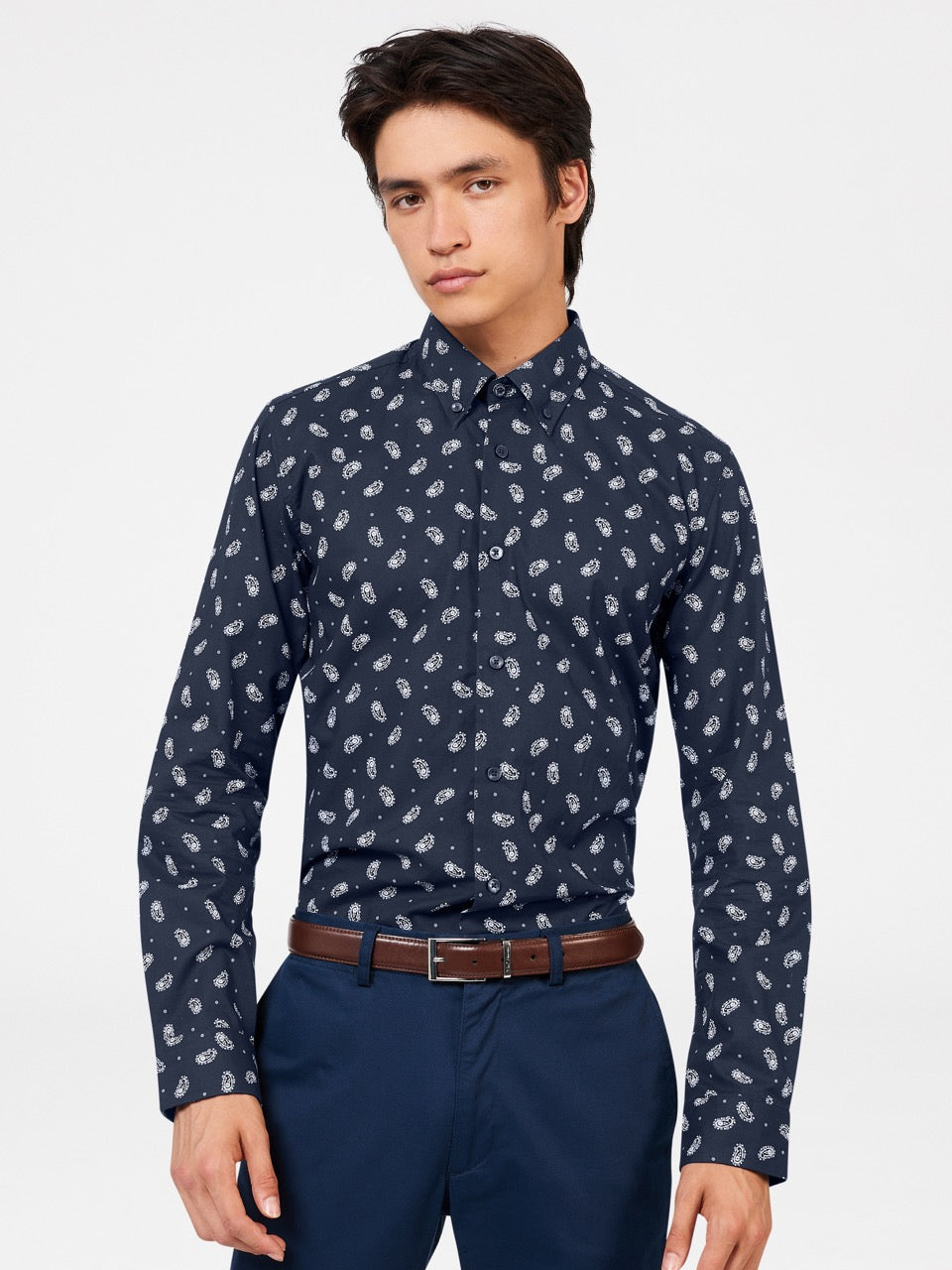 Camisas Ben Sherman Micro Paisley Azul Marino | CVLZNQT-19