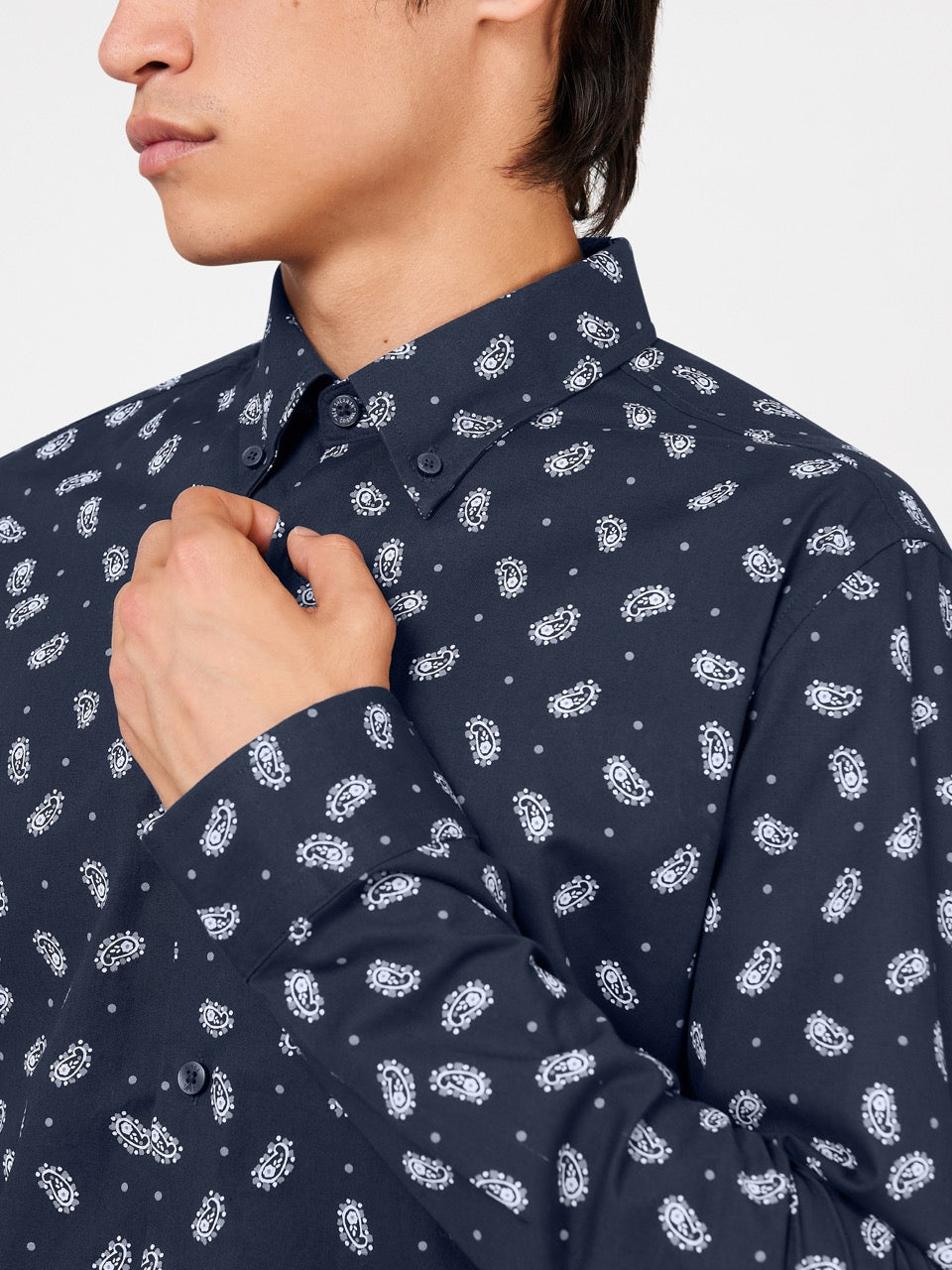 Camisas Ben Sherman Micro Paisley Azul Marino | CVLZNQT-19