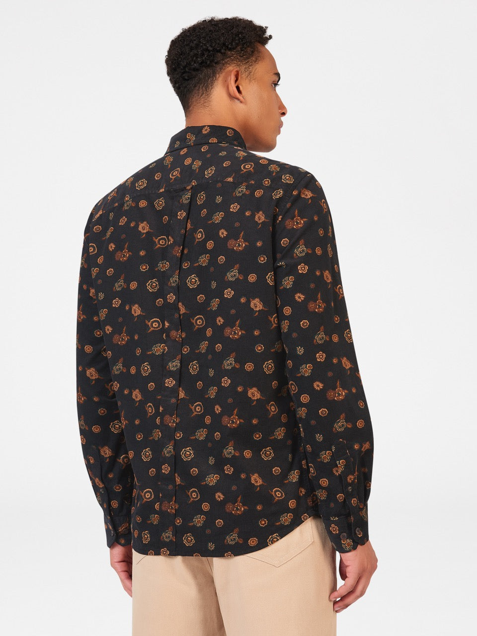 Camisas Ben Sherman Retro Floral Print Corduroy Negras | NMPSHRT-35