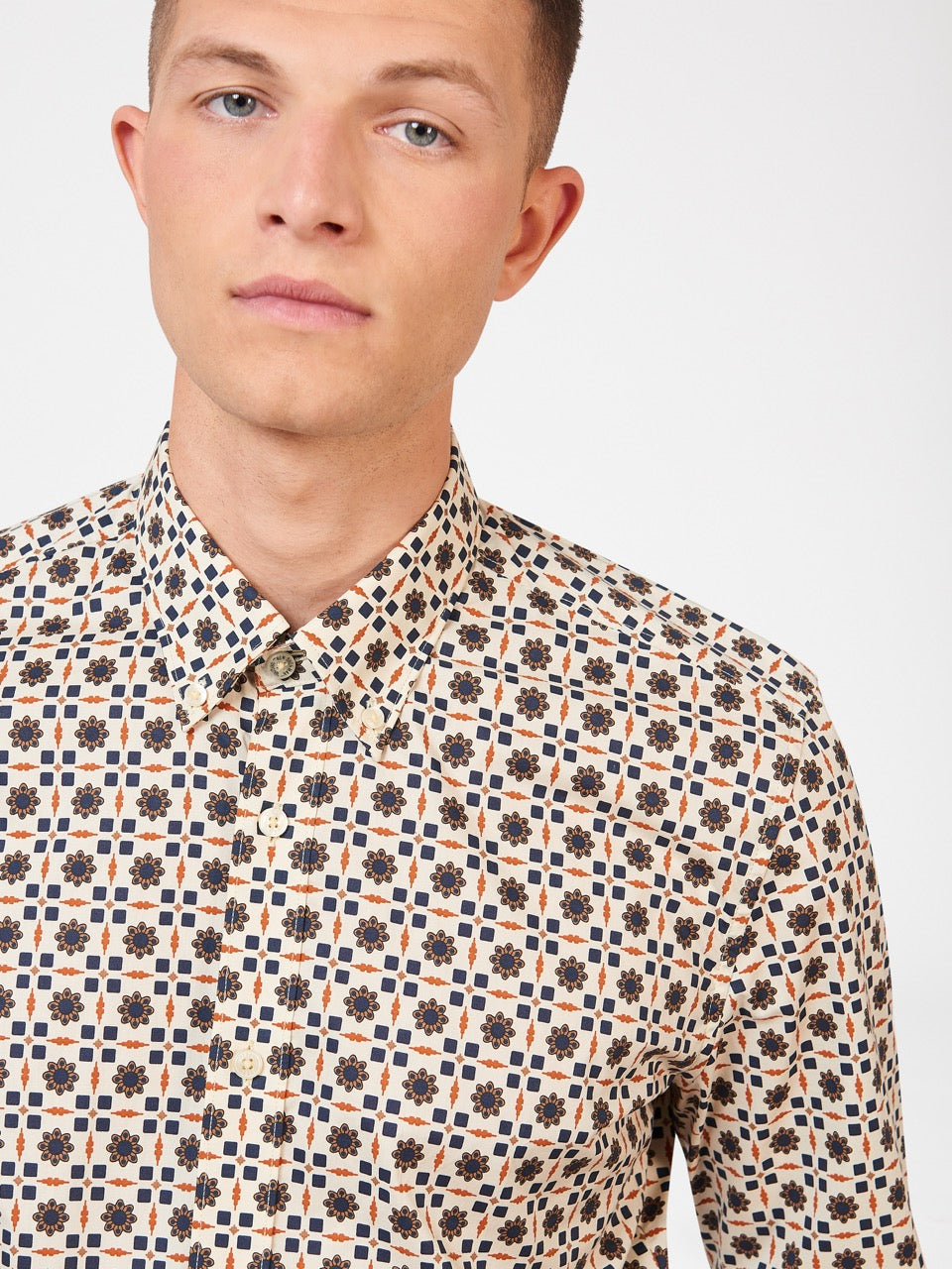 Camisas Ben Sherman Retro Foulard Print Slim Fit Marrones | SWQHXYT-86