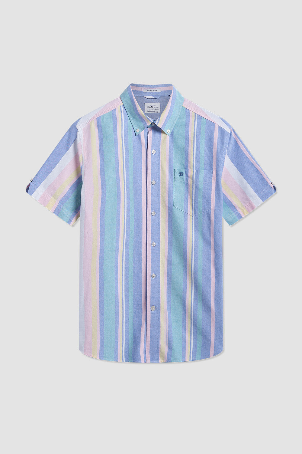 Camisas Ben Sherman Short Sleeve Brighton Oxford Organic Stripe Multicolor Rayadas | YJKTLGA-73